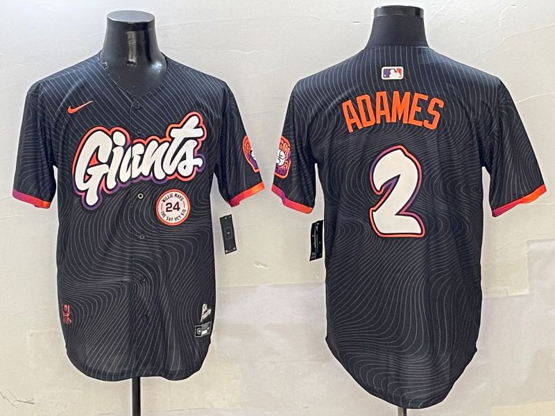 Men San Francisco Giants #2 Adames Black Second generation Joint Name Nike 2025 MLB Jersey style 8